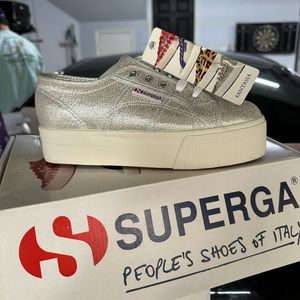 Superga silver platform tennis shoes 36 ladies 6